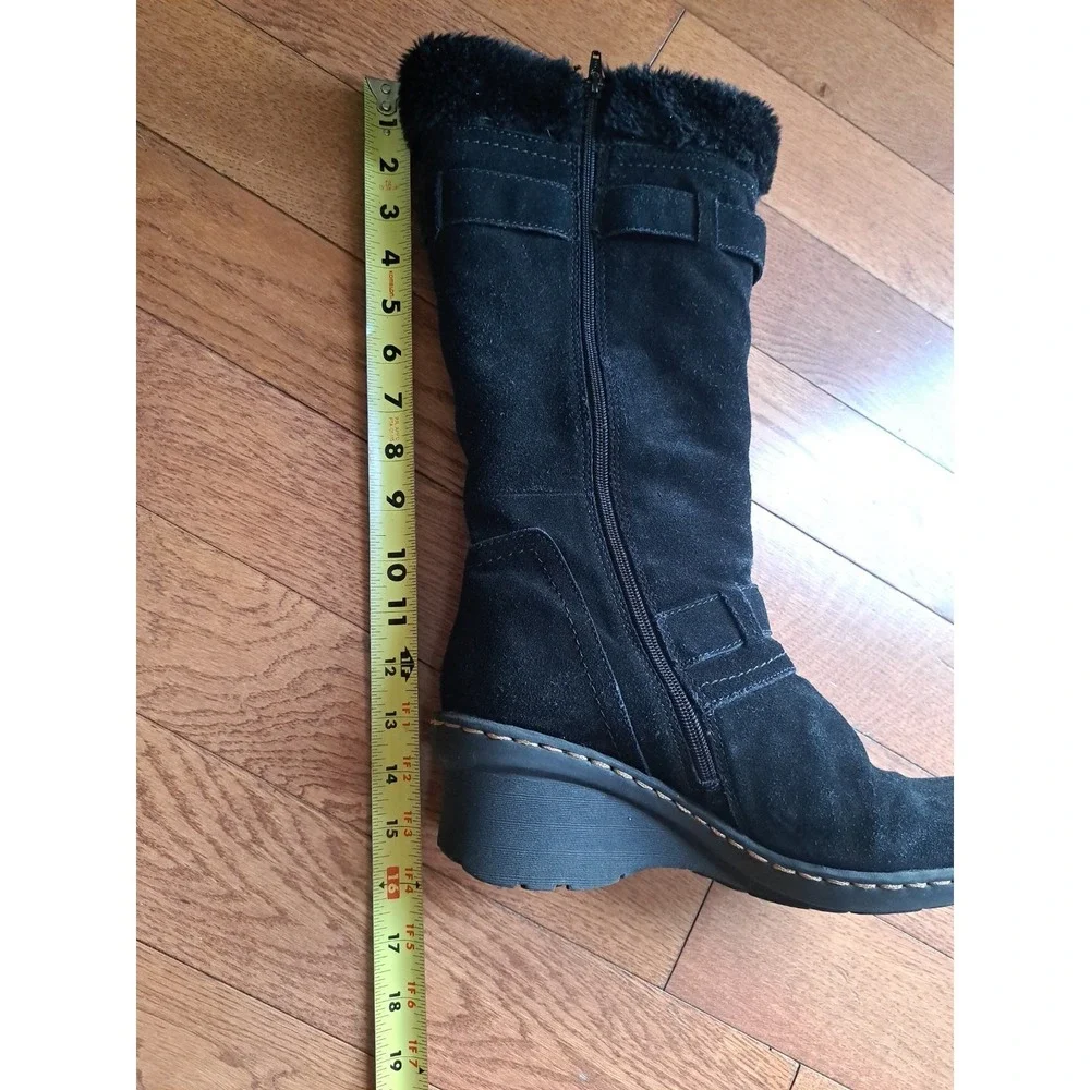Baretraps Women's Catchy Tall Boots  10 M Black Suede Leather Faux Fur Lining